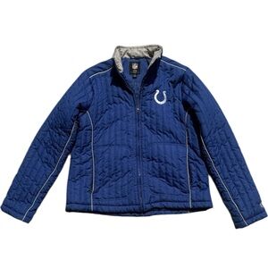 Indianapolis Colts Women Large Embroidered Full Zip Quilted Jacket Blue NFL